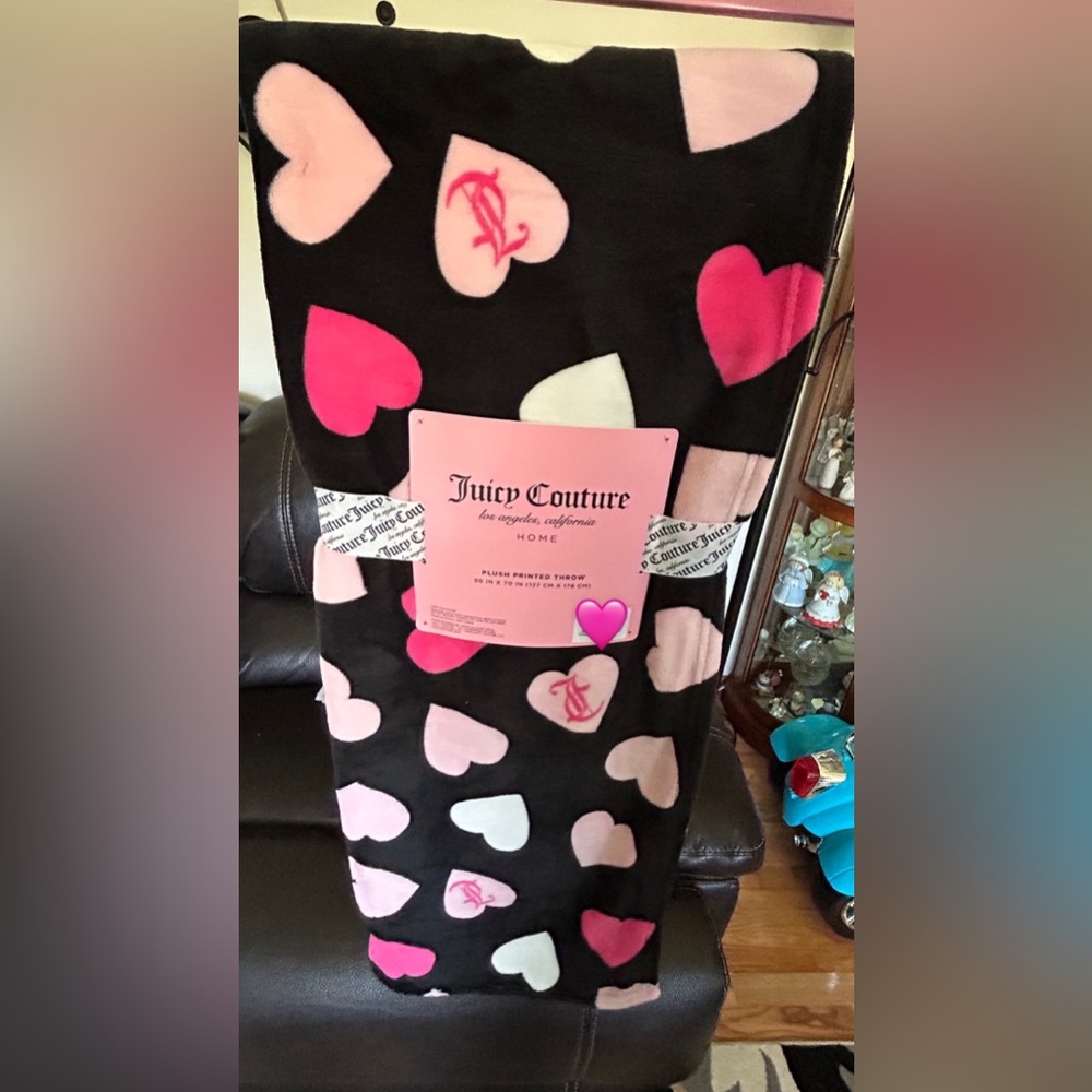 Juicy Couture Black Heart Throw Blanket